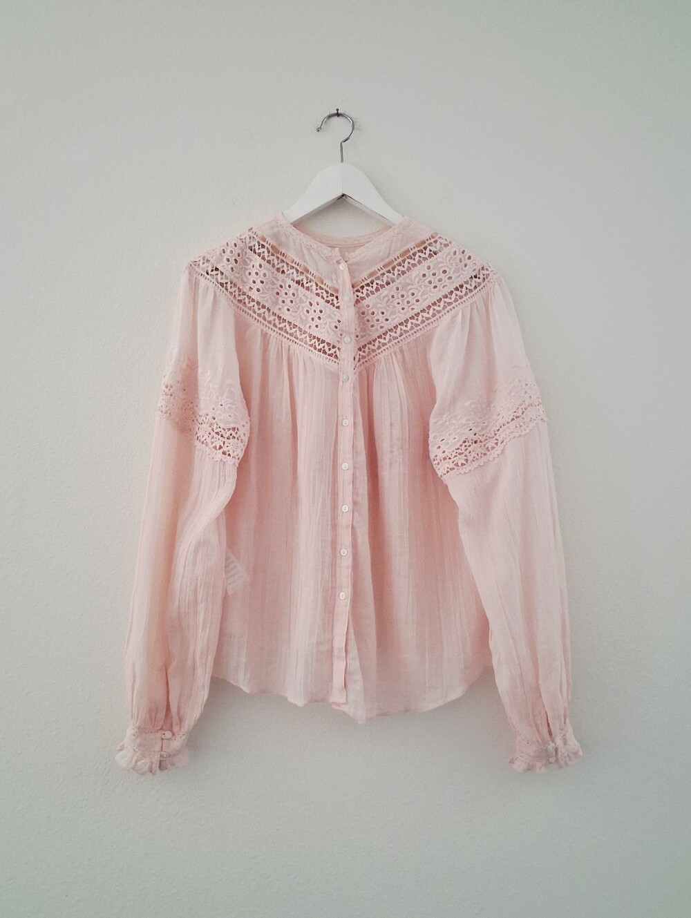 Free People Abigail Victorian Lace Blouse In Moon Cake - Picture 12 of 13